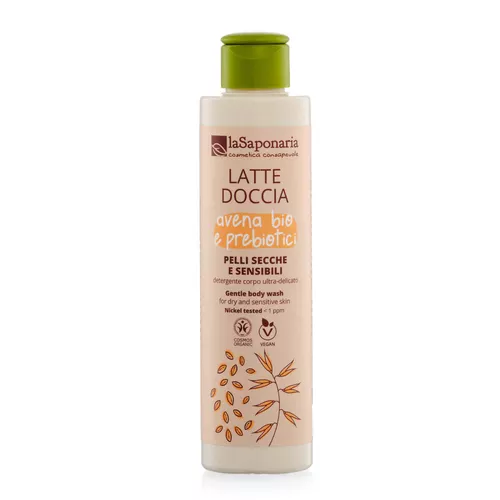laSaponaria Sprchové mléko s BIO ovsem a prebiotiky pro citlivou pleť (200 ml)