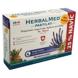 HerbalMed pastilky Dr.Weiss BEZ CUKRU Šalvěj+ženšen+vitamin C 24+6ks