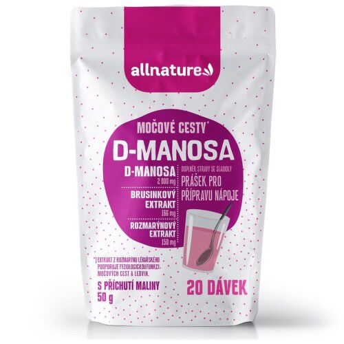 Allnature D-manosa s brusinkovým extraktem, příchuť malina 50g
