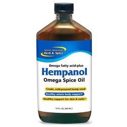 NORTH AMERICAN HERB & SPICE Raw konopný olej s bylinkami - Hempanol Omega Spice, vegan Omega 3 - 355 ml