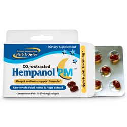 NORTH AMERICAN HERB & SPICE Kapsle s výtažky konopí, heřmánku a chmelu pro podporu spánku - Hempanol PM Obsah: 10 ks