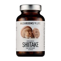 MUSHROOMS4Life | Bio Shiitake (Houževnatec jedlý) - biomasa a plodnice - 60 kapslí