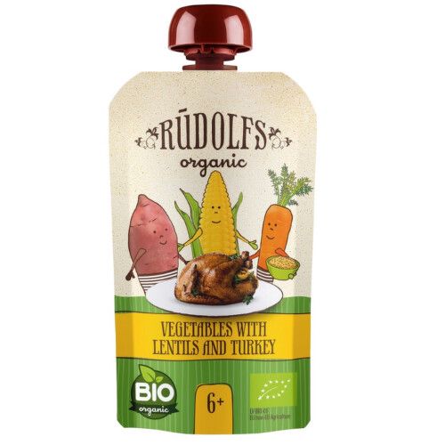 Rudolfs BIO kapsička Zelenina čočka krůtí maso 110g