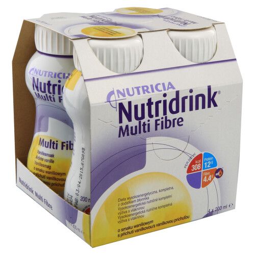 NUTRIDRINK MULTI FIBRE S PŘÍCHUTÍ VANILKOVOU perorální roztok 4X200ML