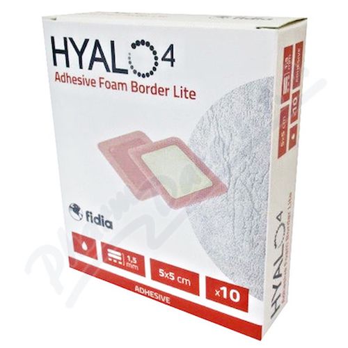 HYALO4 SILICONE ADHESIVE BORDER LITE FOAM DRESSING 5 X 5 CM ODLEHČENÉ ADHEZIVNÍ PĚNOVÉ KRYTÍ SE SILIKONEM A LE