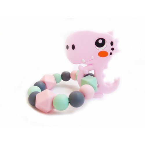 KidPro Silikonové kousátko Dino růžový
