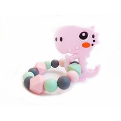 KidPro Silikonové kousátko Dino růžový