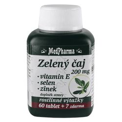 MedPharma Zelený čaj 200mg Vitamín E + Selen + Zinek 67 tablet