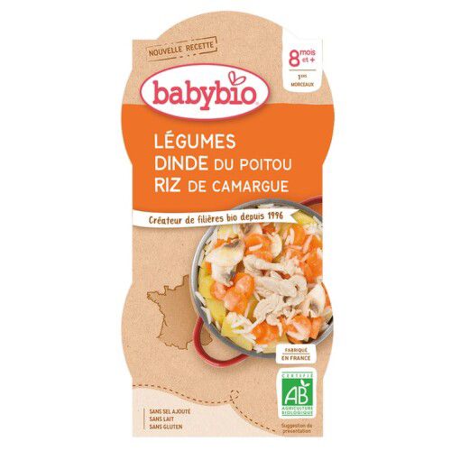 BABYBIO zelenina s krůtím masem a rýží 2x200g