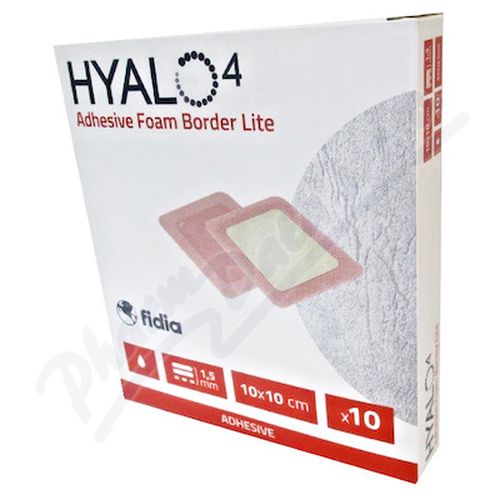 HYALO4 SILICONE ADHESIVE BORDER LITE FOAM DRESSING 10 X 10 CM ODLEHČENÉ ADHEZIVNÍ PĚNOVÉ KRYTÍ SE SILIKONEM A LE