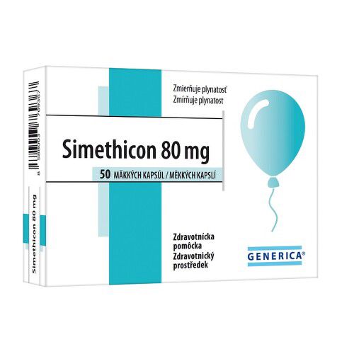 Simethicon 80mg 50 měkkých želatinových kapslí