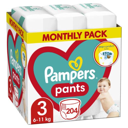 Pampers Pants Kalhotkové plenky velikost 3 6-11kg měsíční balení 204 ks