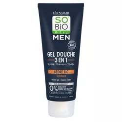SO’BiO étic Gel sprchový MEN 3v1 - tonizující cedr BIO (200 ml) - na tělo, obličej i vlasy
