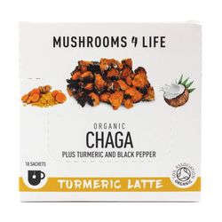 Mushrooms4Life | Kokosové latté - Chaga & Turmeric - 6 g, 60 g, 120 g Obsah: 60g - 10 dávek