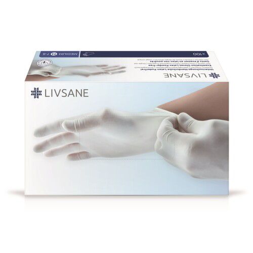 LIVSANE Rukavice latexové nepudrované M 100ks
