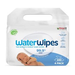 WaterWipes Dětské vlhčené ubrousky 100% bioodbouratelné 4x60ks