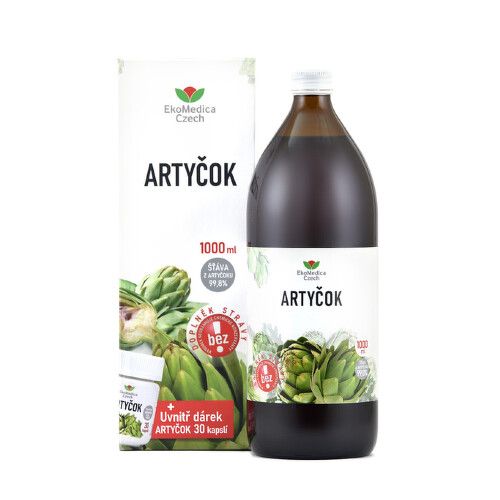 Artyčok šťáva 1000ml+dárek Artyčok 30 kapslí EkoMedica