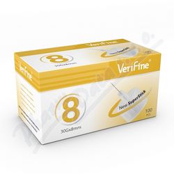 INZULÍNOVÉ JEHLY VERIFINE PRO VŠECHNA INZULÍNOVÁ PERA, 30G X 8 MM, 100 KS