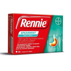 RENNIE SPEARMINT BEZ CUKRU 680MG/80MG žvýkací tableta 36