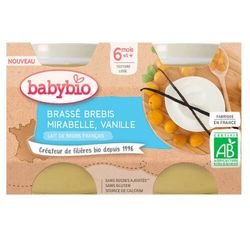 BABYBIO Svačinka z ovčího mléka - mirabelky a vanilka 2x130g