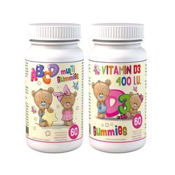 ABCD Multi Gummies+D3 Gummies 2x60 pektinových bonbónů