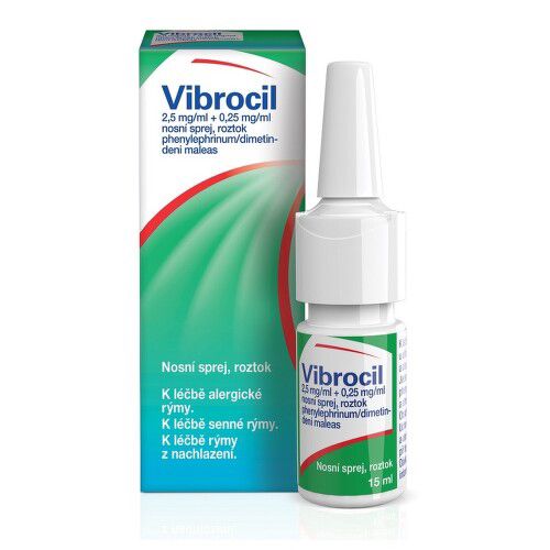 VIBROCIL 2,5MG/ML+0,25MG/ML nosní podání sprej, roztok 1X15ML